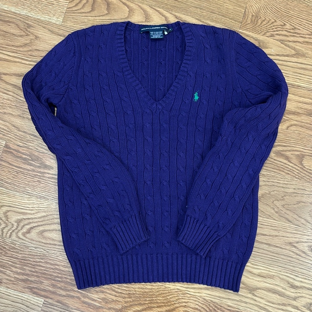 Ralph Lauren sport v/neck cable knit sweater